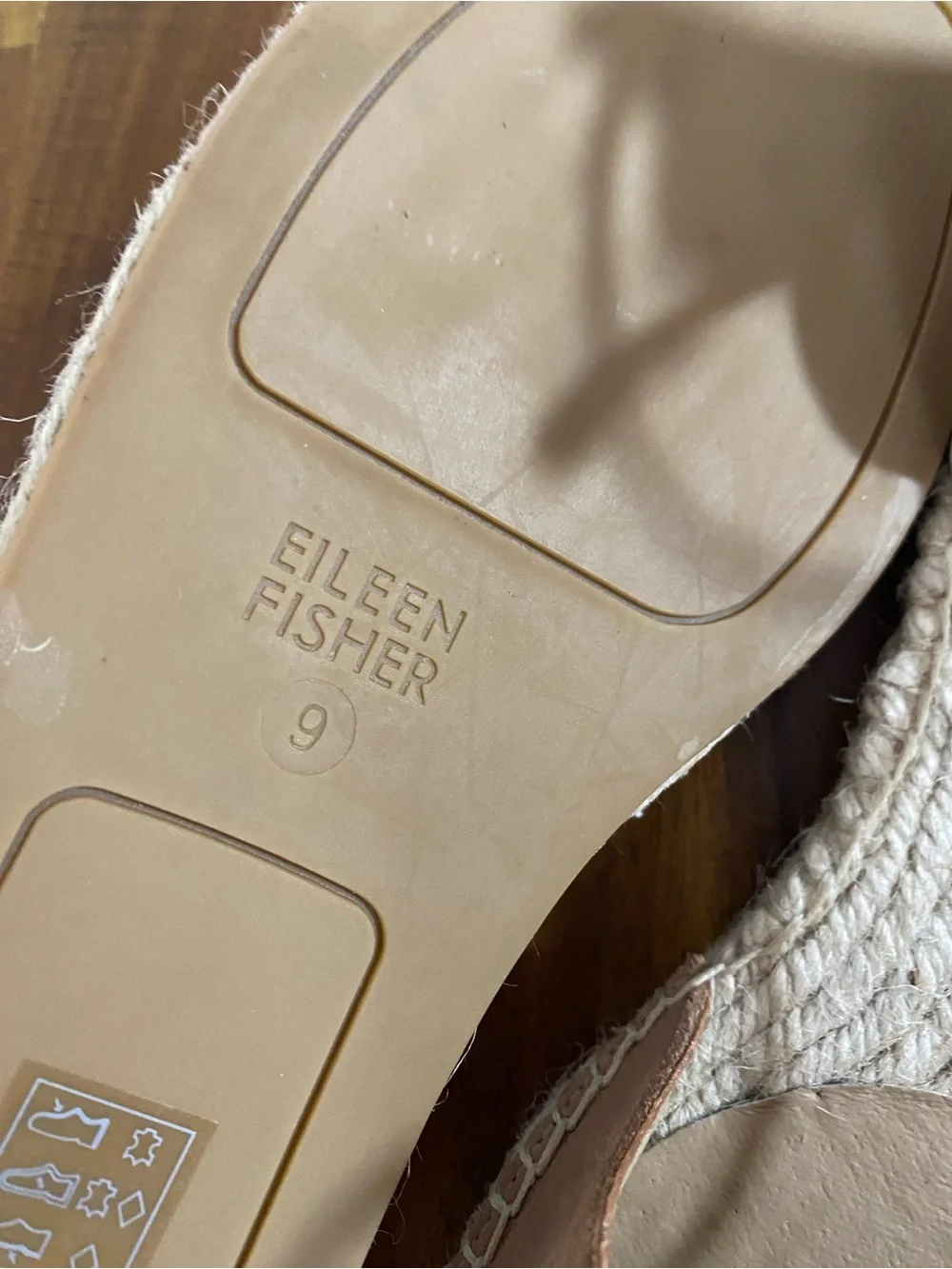 NWT Eilline Fisher Lace-Up Espadrille Flats in Blush Tan genuine leather.